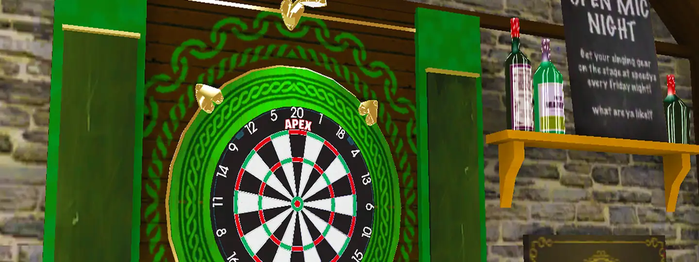 Alvo de dardos num salão de jogos em Darts Match Live!