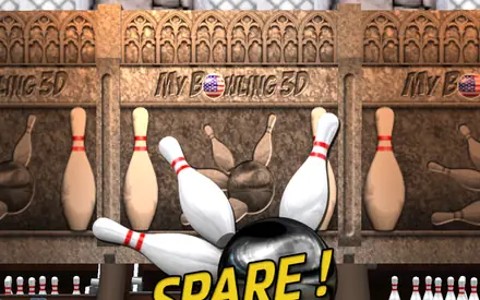 Momento de um derrube completo dos paus em My Bowling 3D