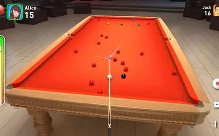 Mesa de snooker com pano cor de tijolo em Real Snooker 3D